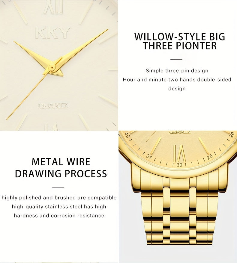 KKY Elegant Golden-Tone Quartz Watch for Women