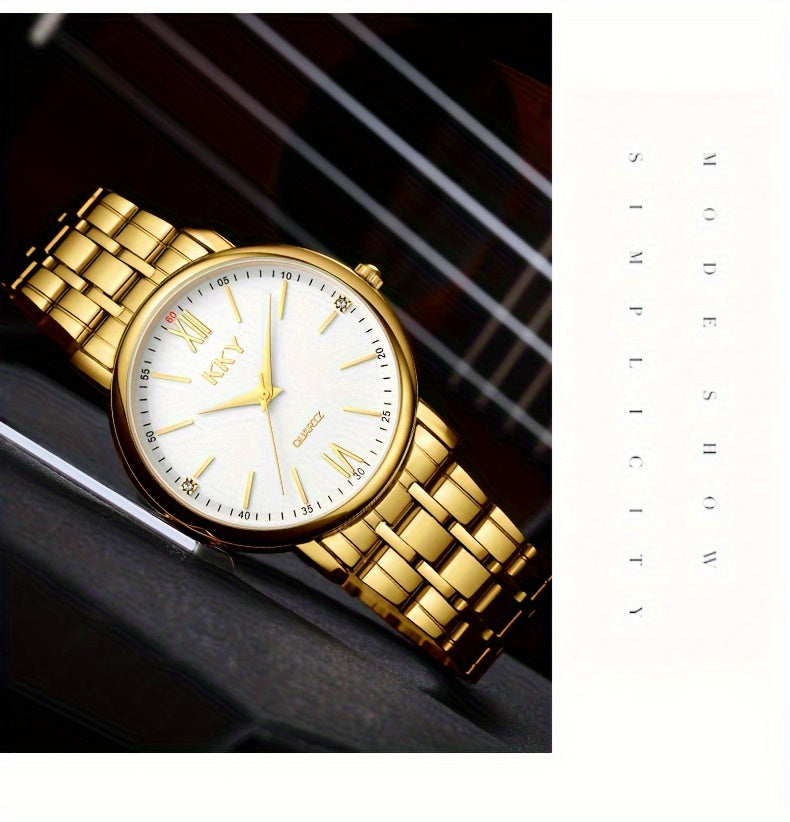 KKY Elegant Golden-Tone Quartz Watch for Women