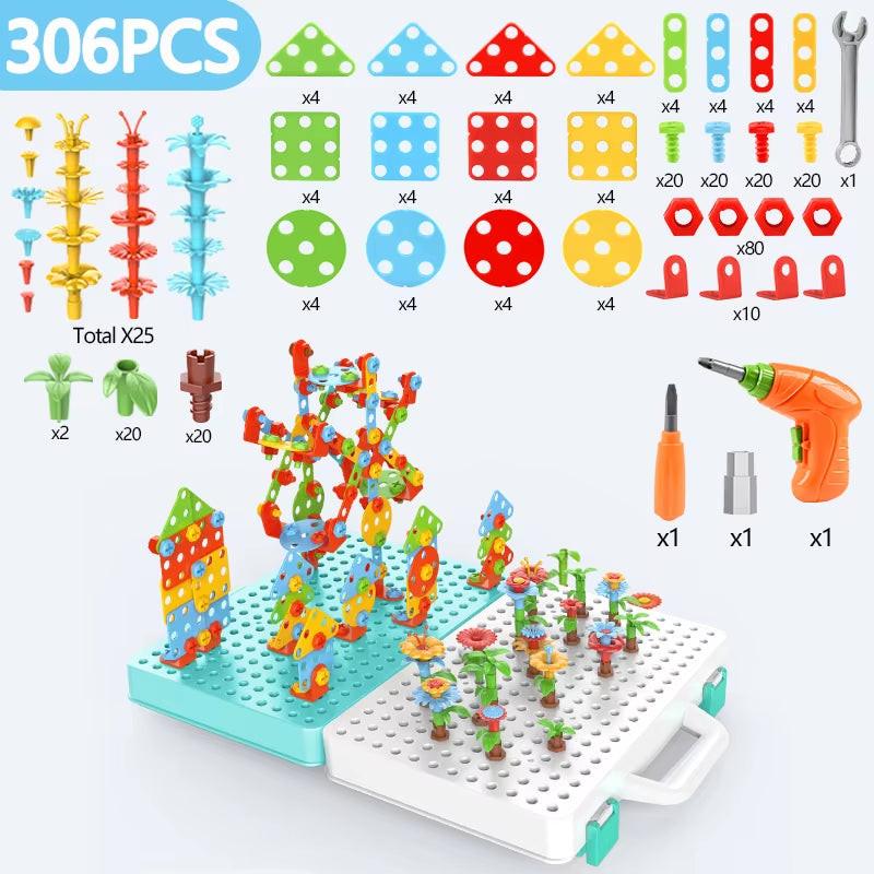 Build, Screw & Create – Kids Electric Drill Toy Set with Puzzle Blocks for STEM Learning (Ages 3–6)