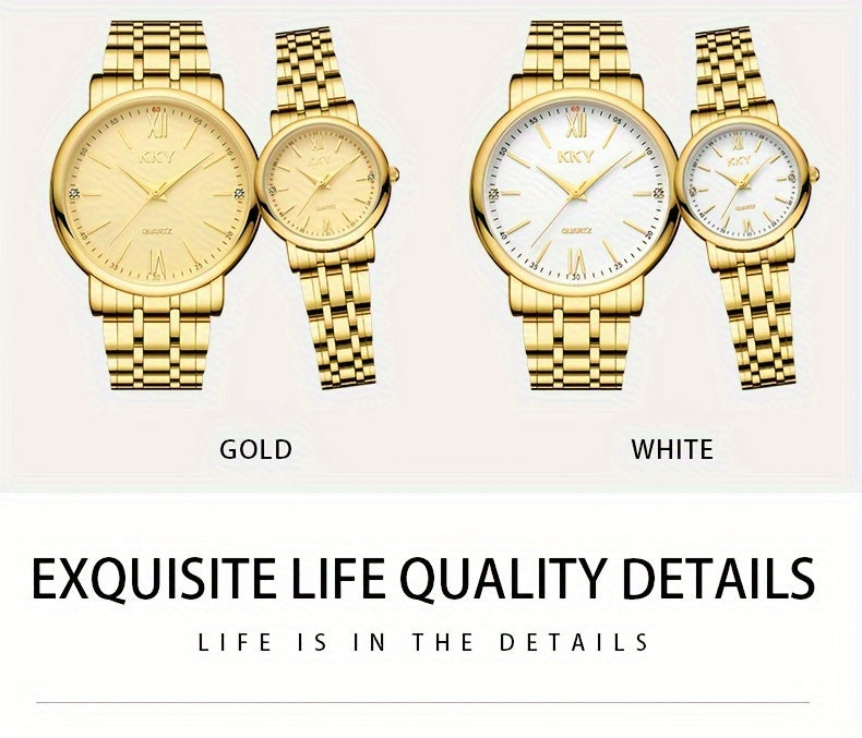 KKY Elegant Golden-Tone Quartz Watch for Women
