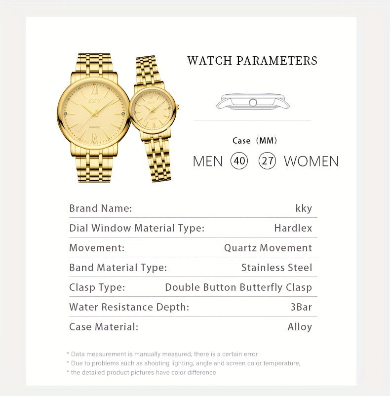 KKY Elegant Golden-Tone Quartz Watch for Women