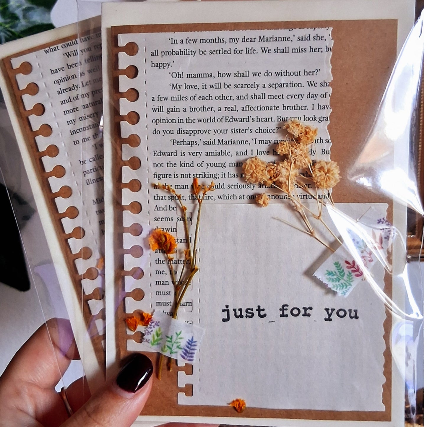 Just For You Botanical Scrapbook Bookish Greeting Card