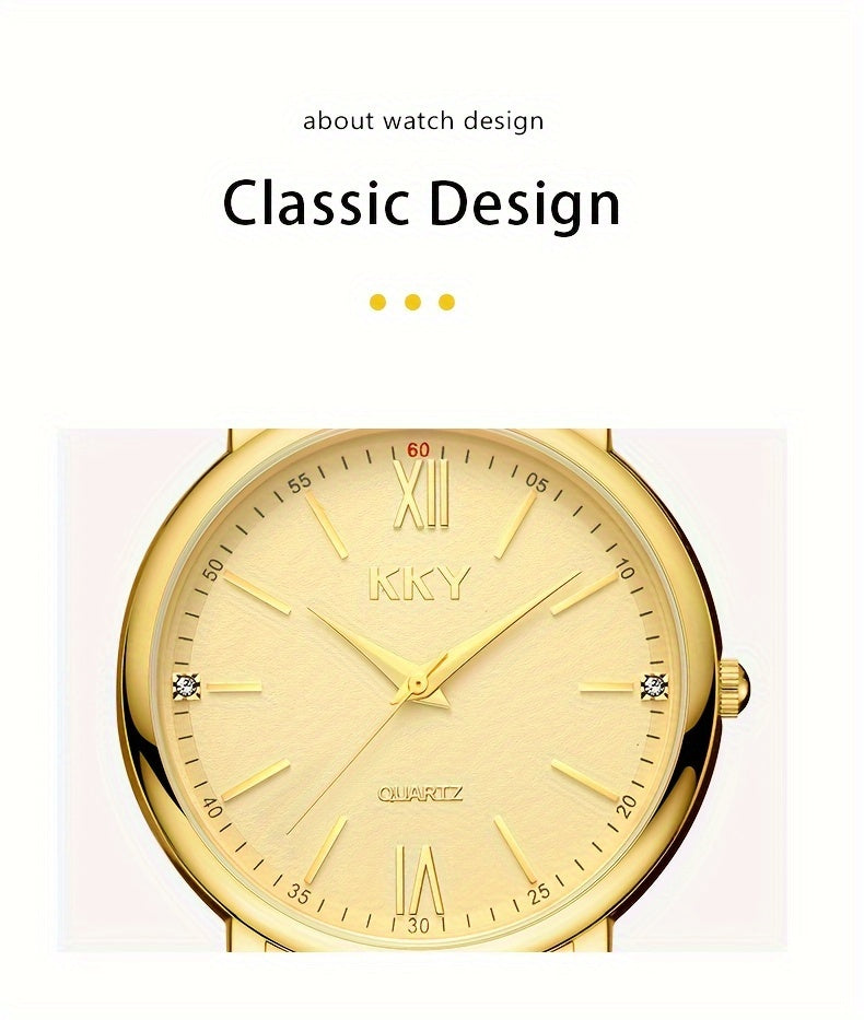 KKY Elegant Golden-Tone Quartz Watch for Women
