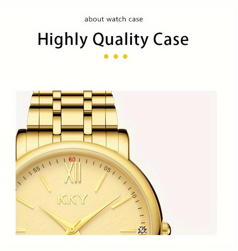 KKY Elegant Golden-Tone Quartz Watch for Women