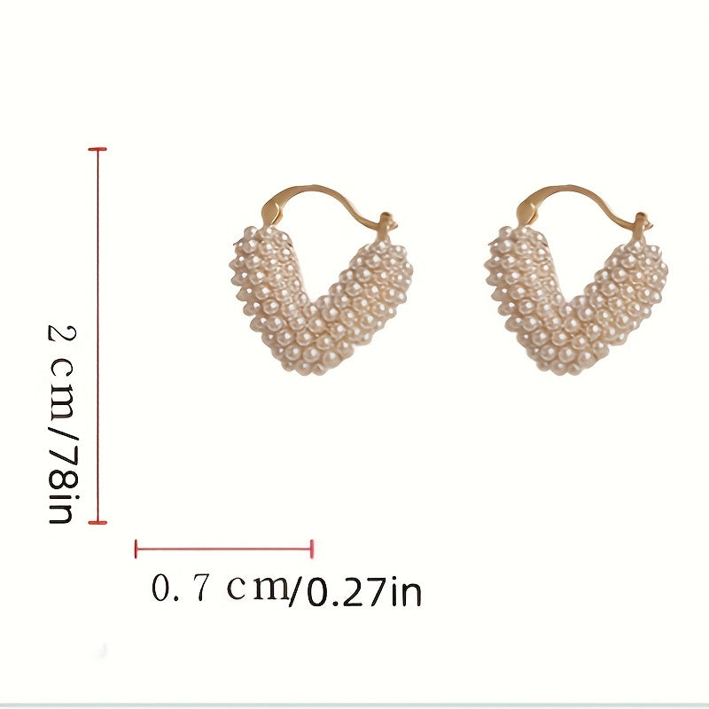 Pendant Ring Imitation Pearl Love Earrings