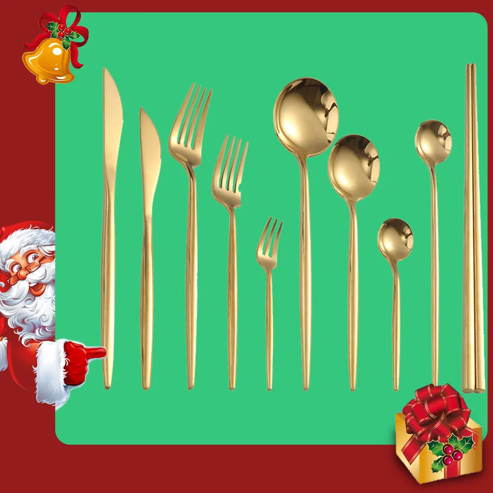 Gold Cutlery Set - Forks, Knives, Spoons