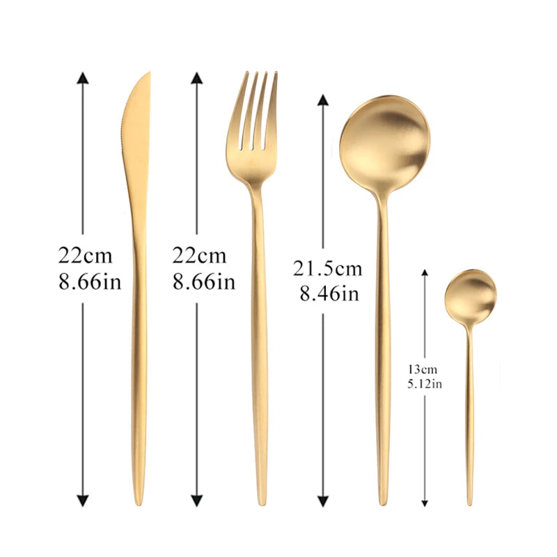 Gold Cutlery Set - Forks, Knives, Spoons