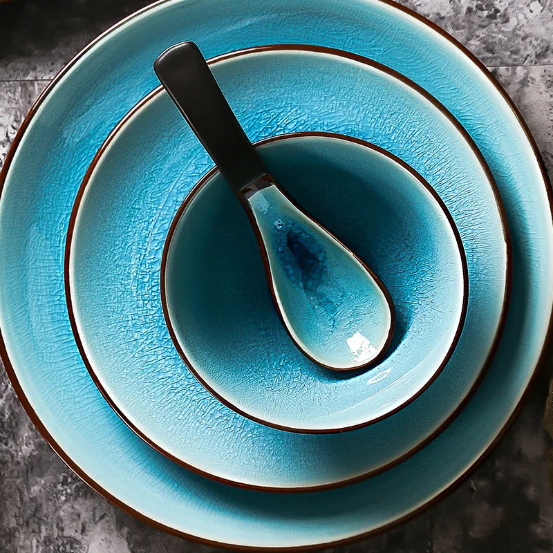 KINGLANG Ice Cracking Glaze Ceramic Tableware Set