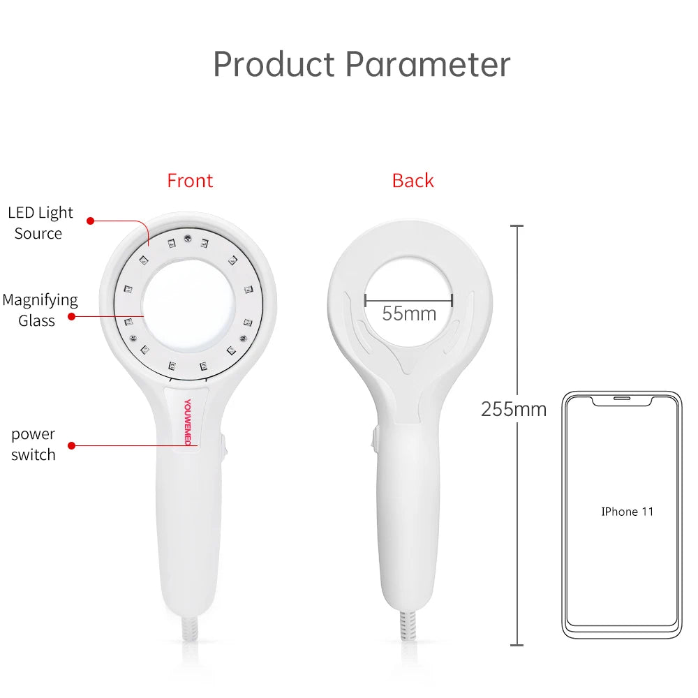 YOUWEMED Medical Woods Lamp Skin Examination Skin Fungus Detector Vitiligo Pityriasis Versicolor Melasma Detector Woods Light
