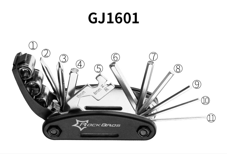 ROCKBROS 16 in 1 Multifunction Bicycle Repair Tools Kit - Hex Spoke Cycling Screwdriver Tool - MTB Mountain Cycling Bike Repair Tool