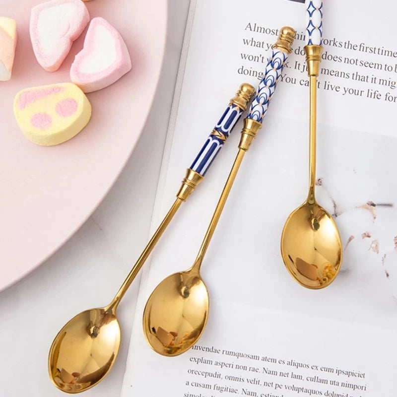 Vintage Gold Carved Cutlery Set - 6pcs