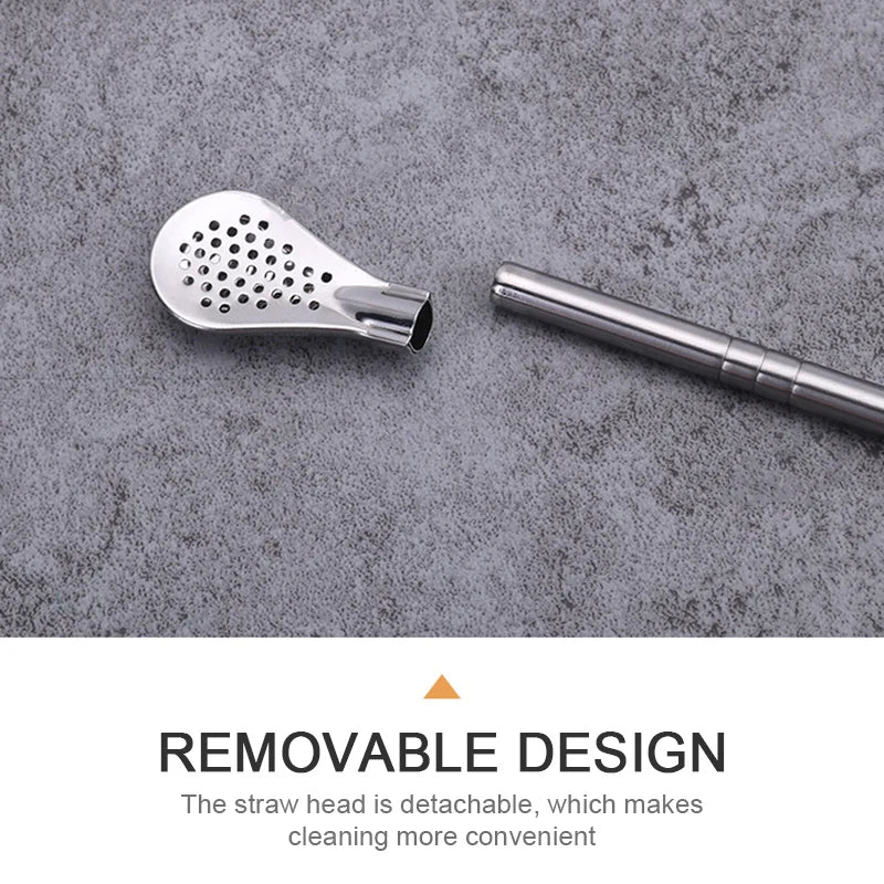 2Pcs Detachable Bombilla Filter Straw Stainless Steel Straw Spoon Tea Filter Yerba mate straw Reusable Bar Accessories
