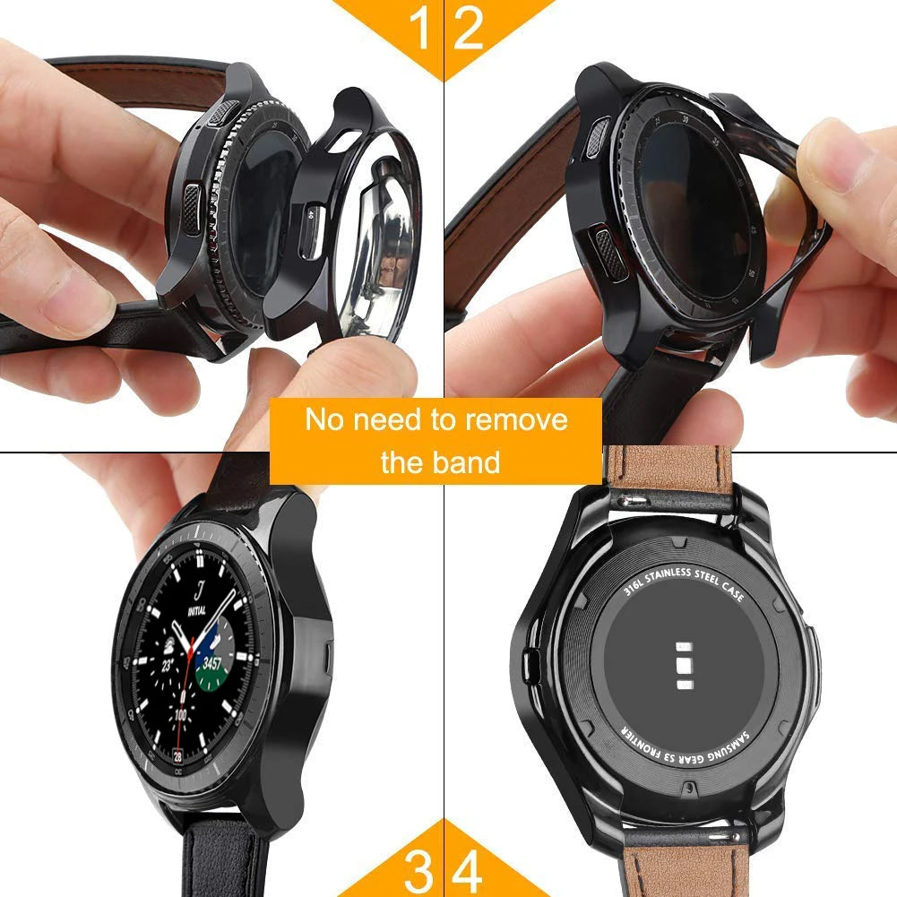Case for Samsung Galaxy watch 4/5 44mm 40mm 46mm 42mm accessories Plated TPU Bumper cover Screen protector Galaxy watch4 classic