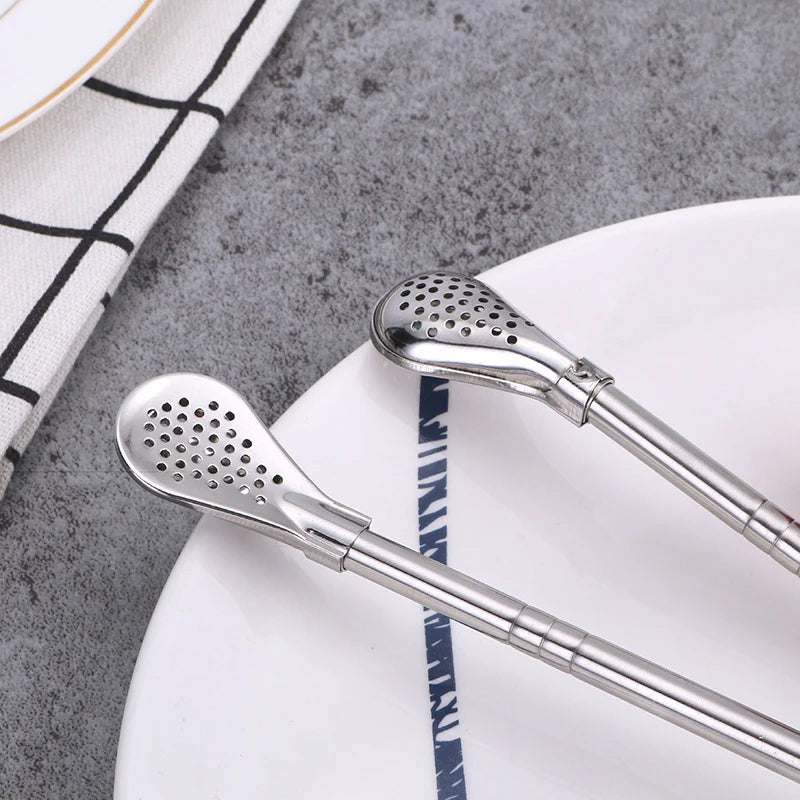 2Pcs Detachable Bombilla Filter Straw Stainless Steel Straw Spoon Tea Filter Yerba mate straw Reusable Bar Accessories