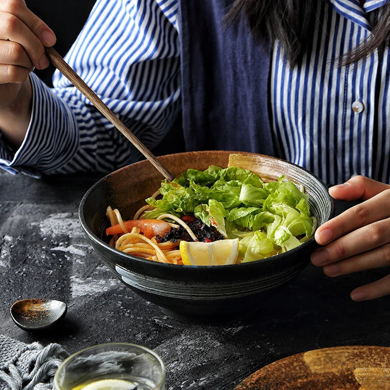 KINGLANG Japanese Dinner Set - Ceramic Retro Tableware Set