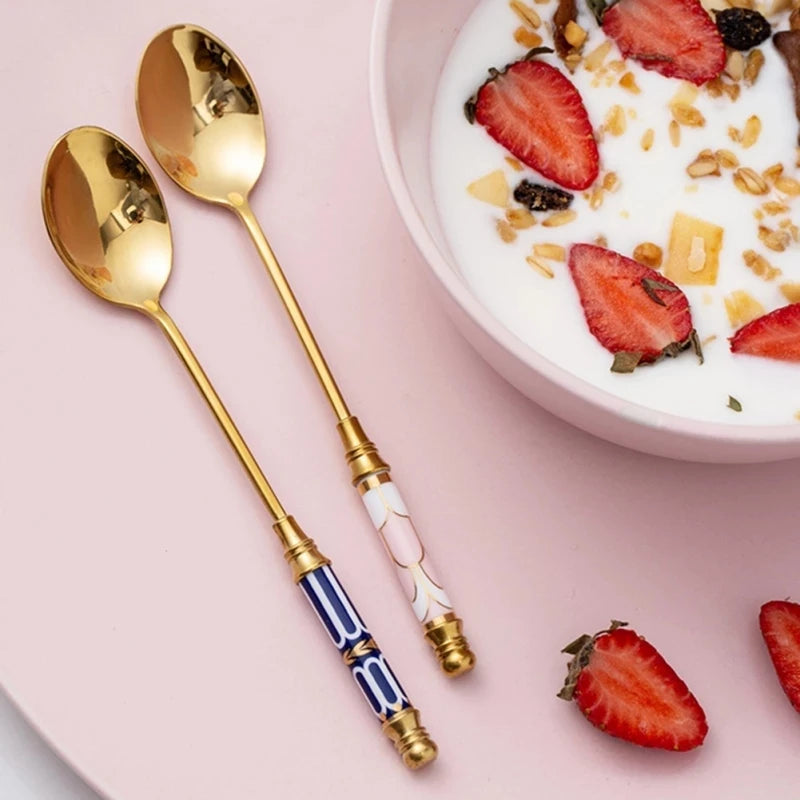 Vintage Gold Carved Cutlery Set - 6pcs