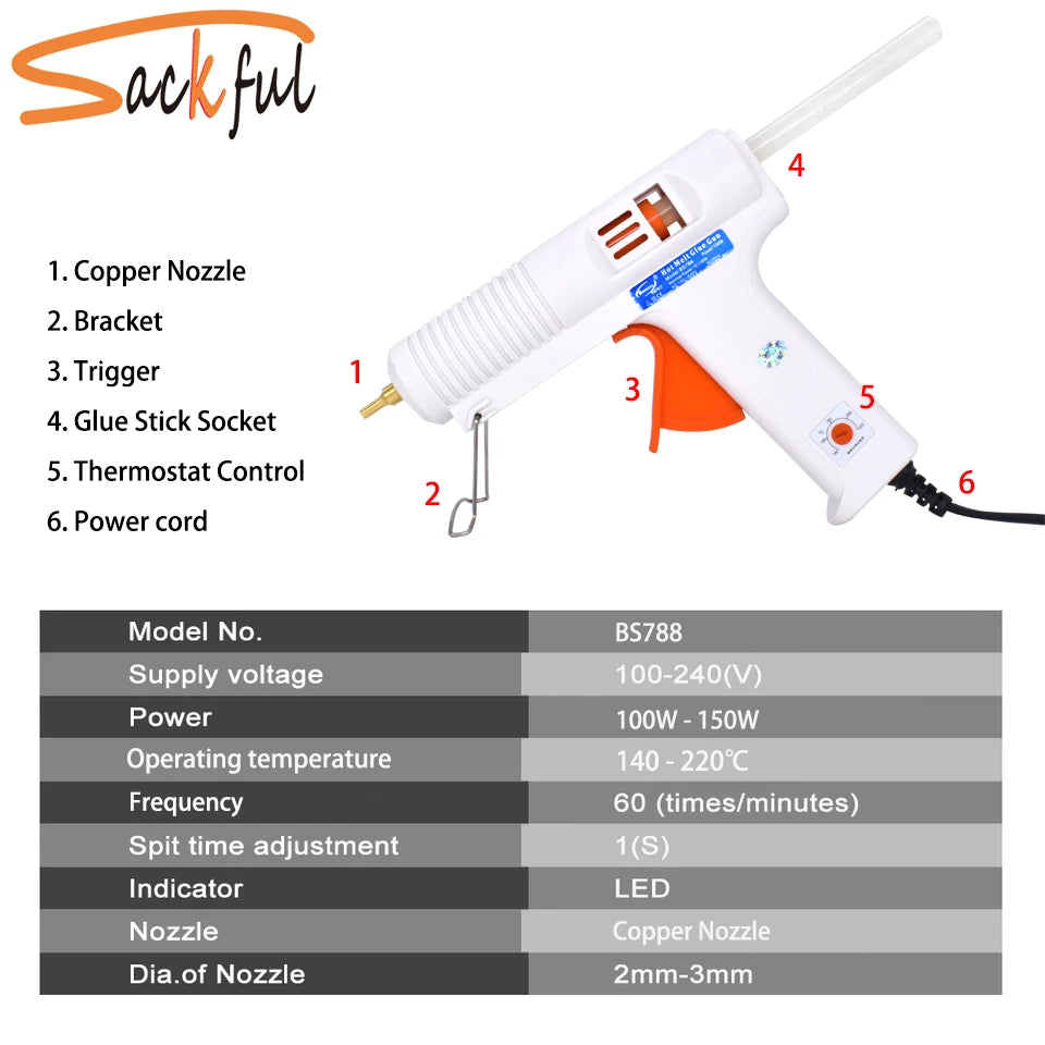 150W EU Plug Hot Melt Glue Gun