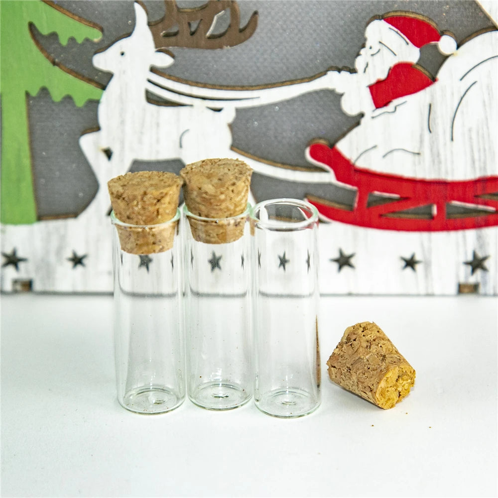 Mini Glass Test Tube Vials: 2.5ml, Cork Stopper, 100pcs