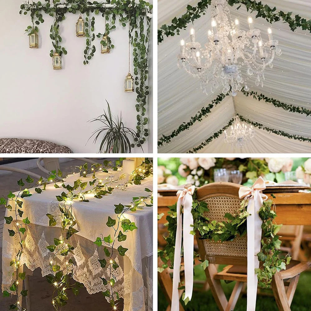20/2M Green Artificial Ivy Leaves DIY Garland - Transform Your Space