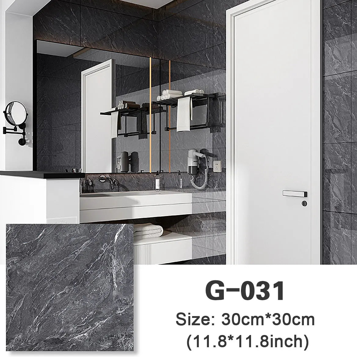 10pcs Thick Wall Sticker Self Adhesive Tiles Floor Stickers Marble Bathroom Ground Wallpapers waterproof PVC Bedroom living Room