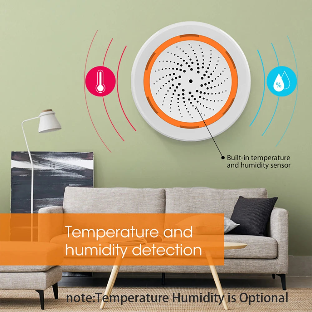 Tuya Zigbee Smart Siren Alarm For Home Security with Strobe Alerts Support USB Cable Power UP Works With TUYA Smart Hub