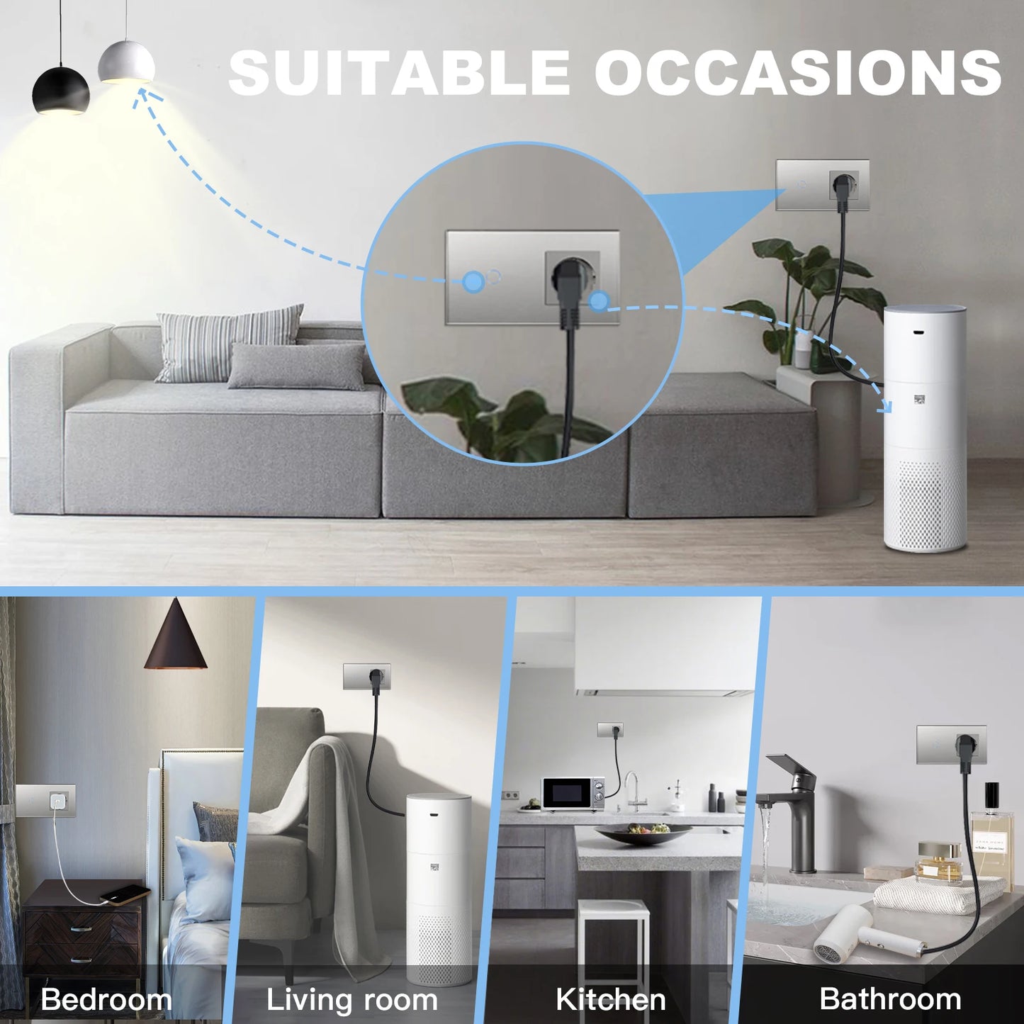 BSEED Touch Switch with EU Socket and USB Type-C Interfaces