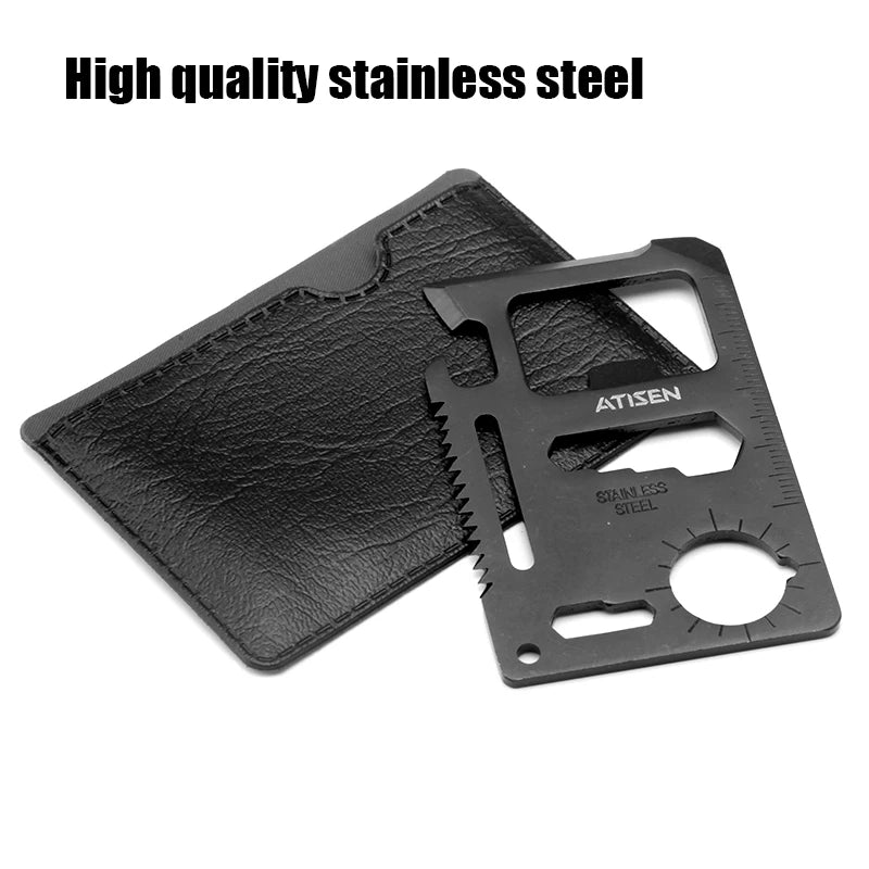 Multifunctional Portable Stainless Steel Tool Card Outdoor Survival Camping Accessories With Saw Ruler All In One hunting tool
