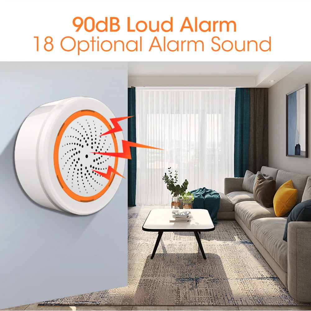 USB Sound Light Sensor Tuya Zigbee Siren Sound Light Alarm 90dB App Remote Control Home Security Protection System