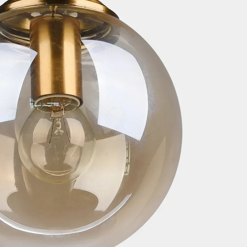 Amber Smoke Gray Clear Glass Pendant Lamp LED E27 Hanging Light for Dining Room Table Kitchen Island Bedroom Bedside Lighting