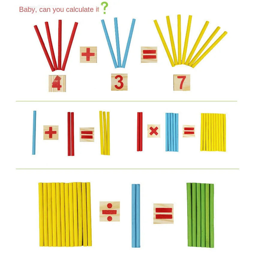 Kids Wooden Math Toys for Children Montessori Educational Learning Number Counting Sticks Kindergarten Mathematics Teaching Aids