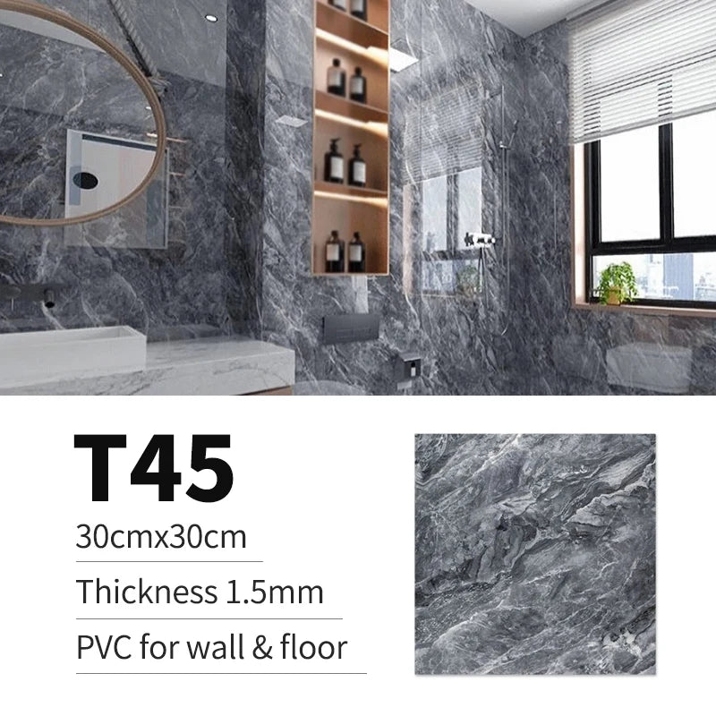 40pcs Waterproof Imitation Marble Wood Tile Floor Stickers 30*30cm Bathroom Home Decoration DIY Self-adhesive Wall Stickers