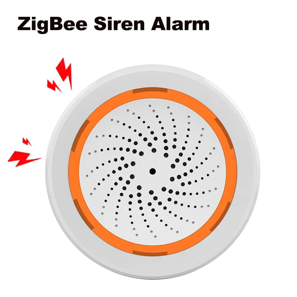 Tuya Zigbee Smart Siren Alarm For Home Security with Strobe Alerts Support USB Cable Power UP Works With TUYA Smart Hub
