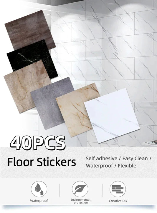40pcs Waterproof Imitation Tile Floor Stickers 30*30cm Bathroom Self-adhesive wall decoration  wall decorations living room