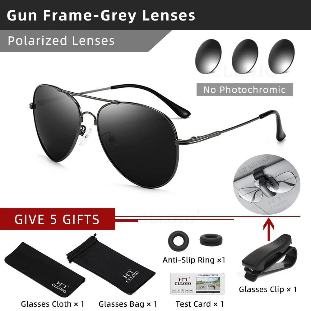 CLLOIO Titanium Alloy Polarized Sunglasses Men Women Fashion Photochromic Sun Glasses Chameleon Anti-glare Driving Oculos de sol