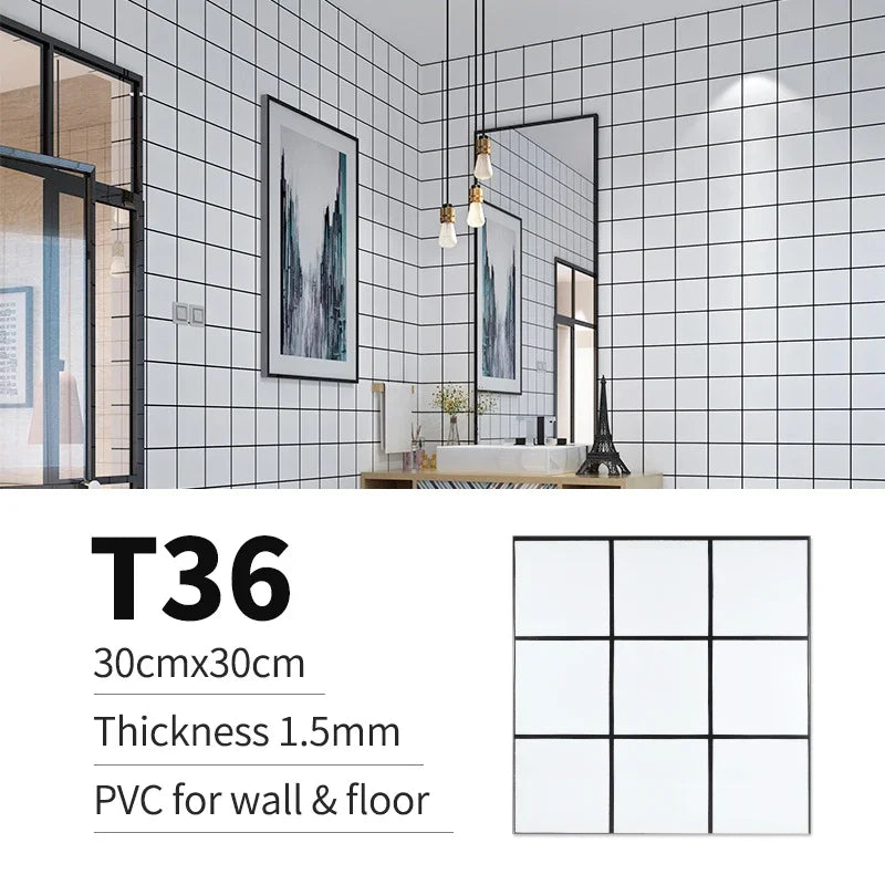 40pcs Waterproof Imitation Tile Floor Stickers 30*30cm Bathroom Self-adhesive wall decoration wall decorations living room
