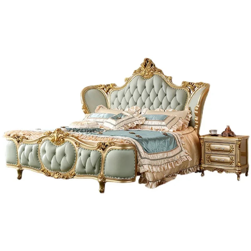Luxury Genuine Leather King Size Master Bed