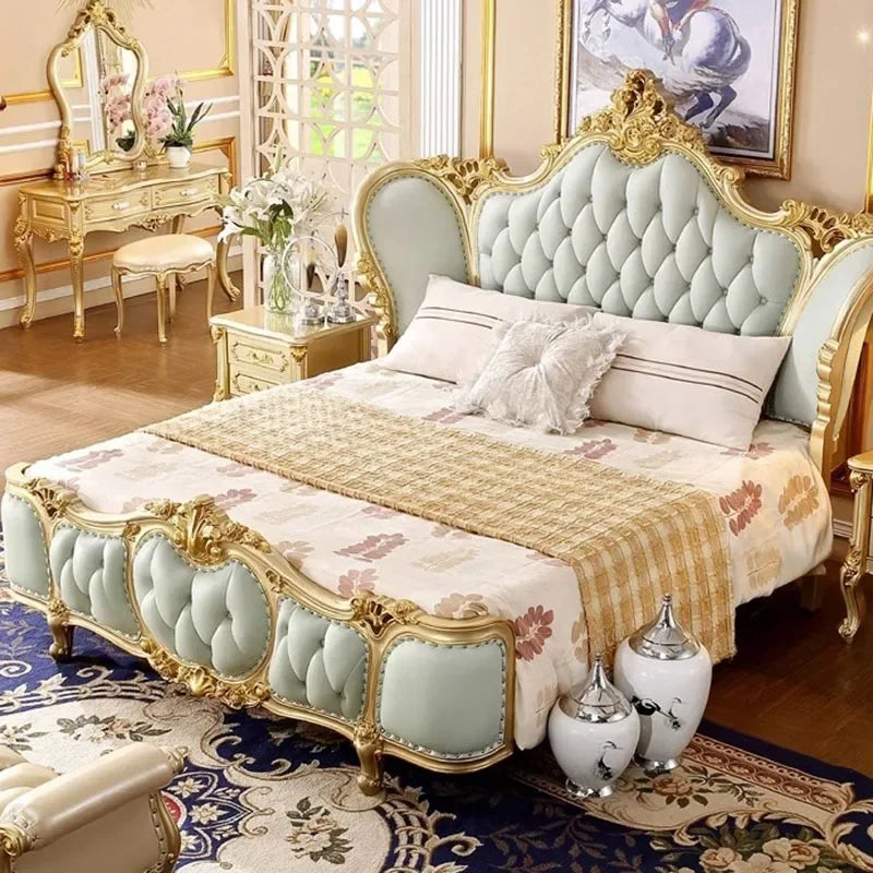 Luxury Genuine Leather King Size Master Bed