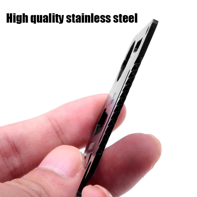 Multifunctional Portable Stainless Steel Tool Card Outdoor Survival Camping Accessories With Saw Ruler All In One hunting tool