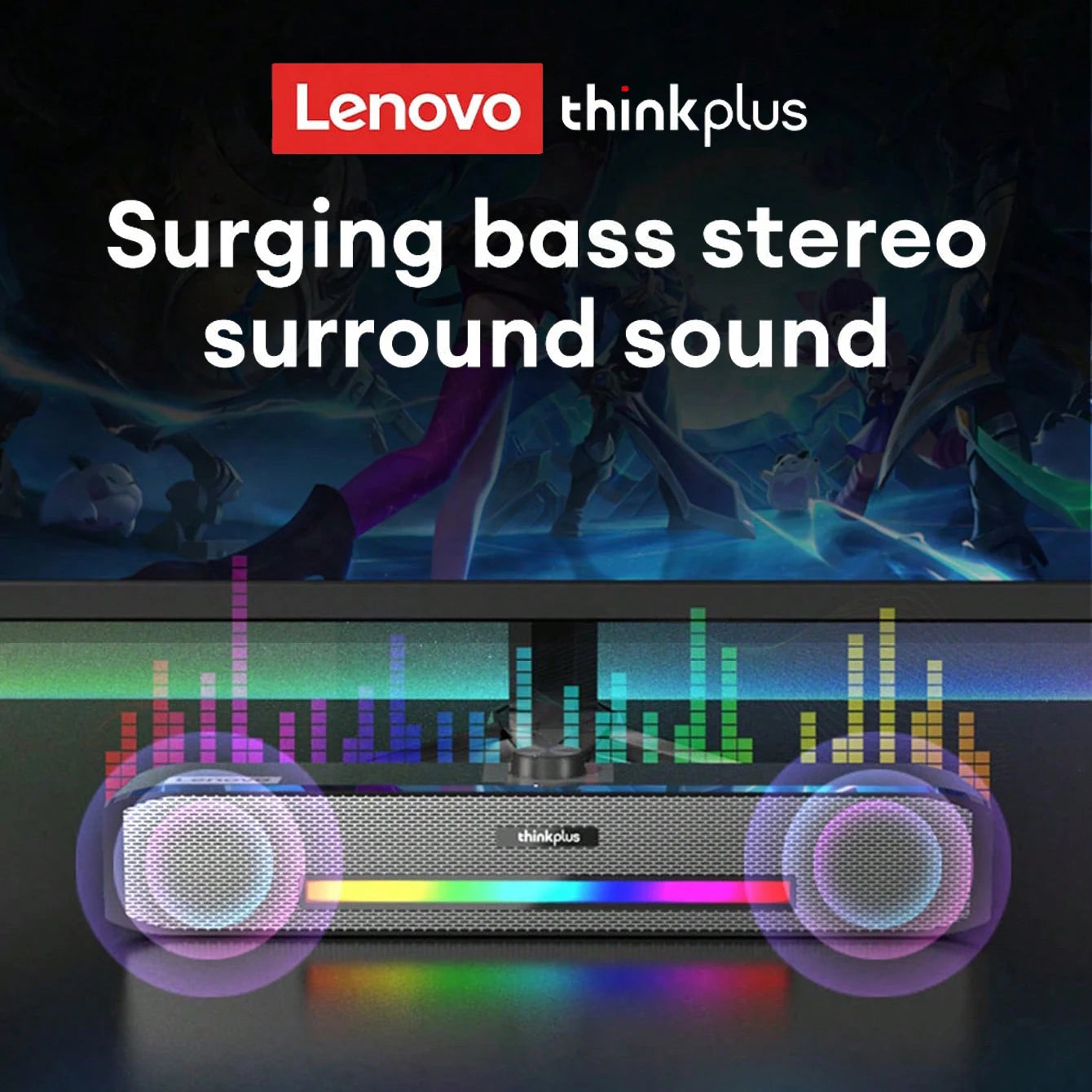 Bluetooth 5.0 Sound Bar with Subwoofer, 360° Surround Sound Speaker for Desk, Smart TV, PC, Gaming, and Home Theater, Optical/ARC/AUX/USB, Treble and Bass Adjustable, 10 EQ Modes, and Remote Control