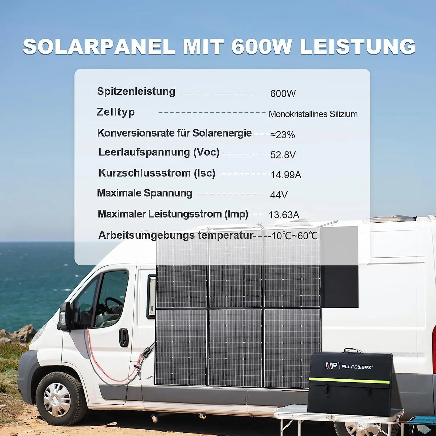 ALLPOWERS Foldable Solar Panel 600W High-Efficiency Solar Module Solar Charger with MC-4 Output for RV Off-Grid Boat Home Camp