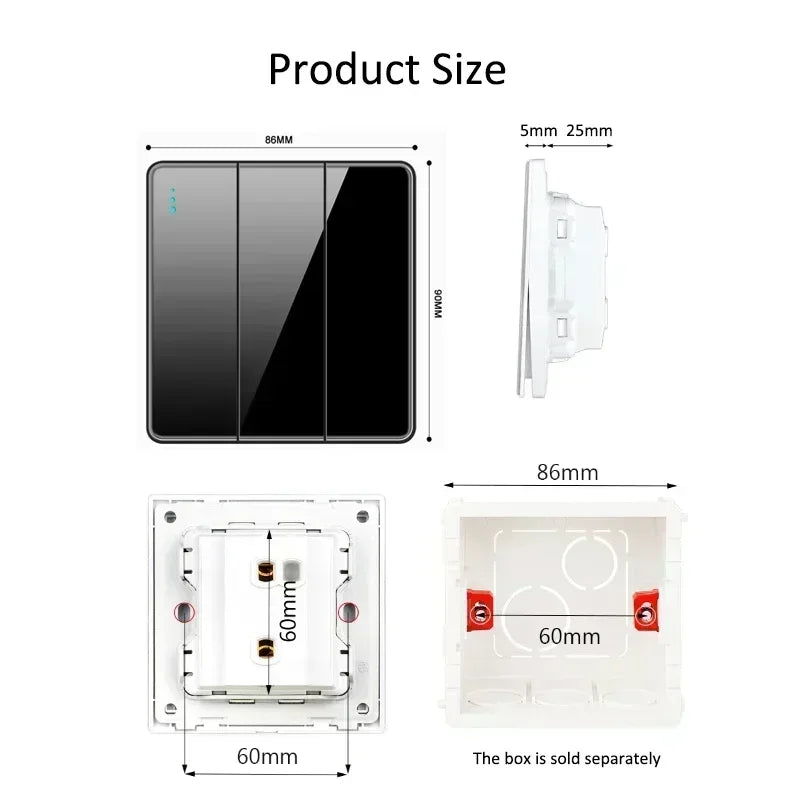 Wallpad Black Glass Double Switched