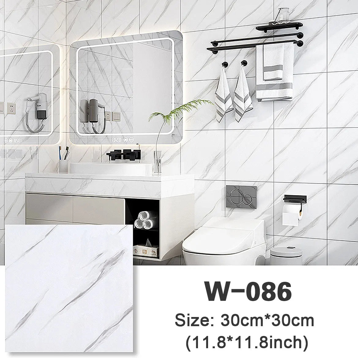 10pcs Thick Wall Sticker Self Adhesive Tiles Floor Stickers Marble Bathroom Ground Wallpapers waterproof PVC Bedroom living Room