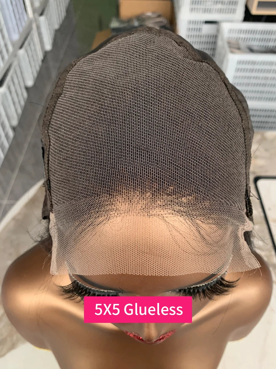 5x5 Glueless Vietnamese Human Hair Wig Double Drown Short Bob Lace Front Human Hair Wigs Ready to Wear Natural Black Color 250%