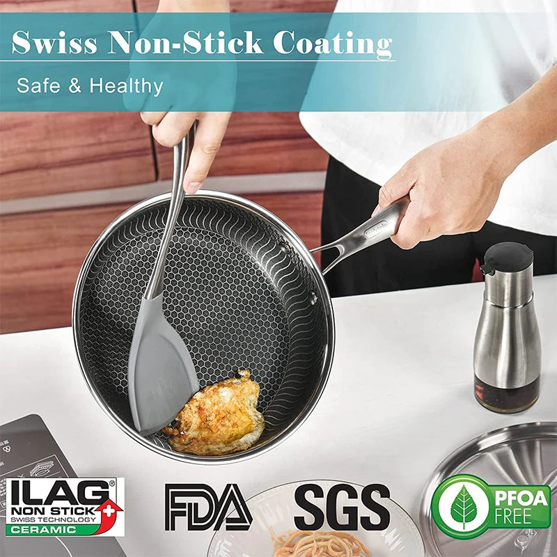 LMETJMA Stainless Steel Nonstick Frying Pan
