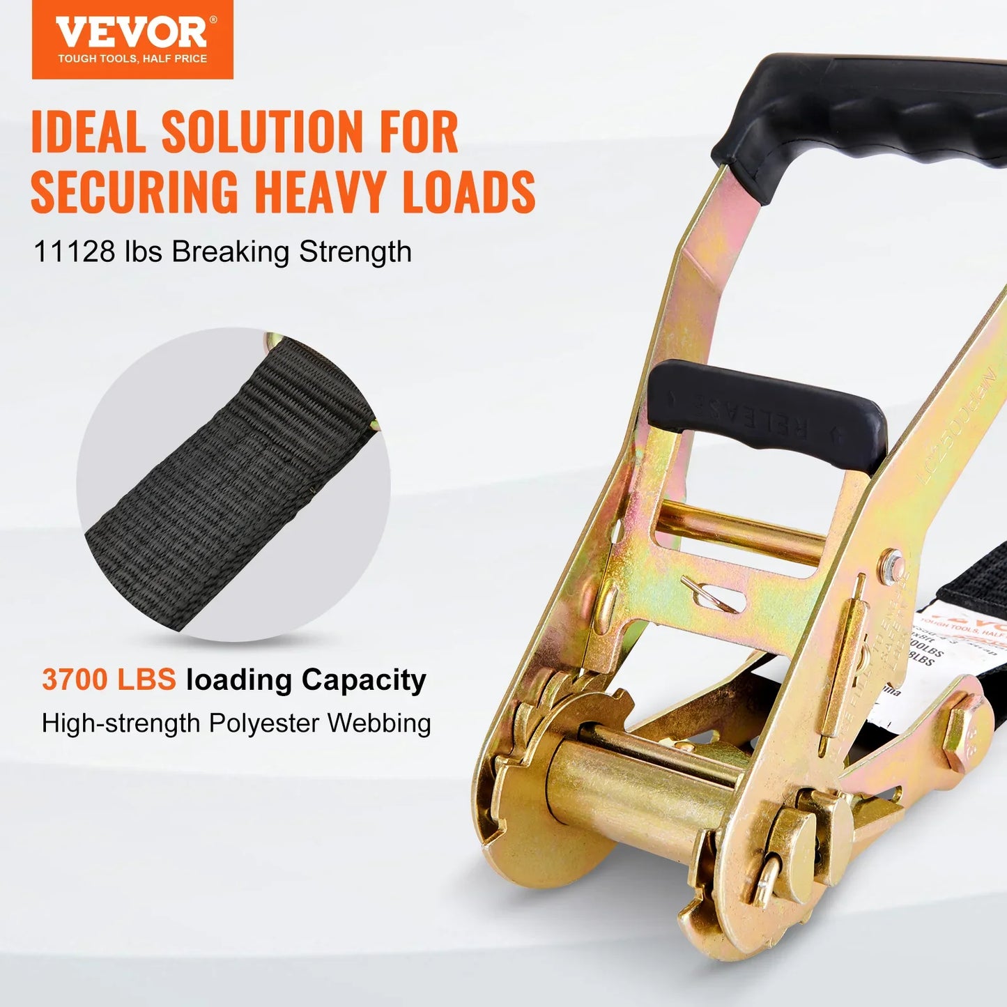 VEVOR 4pcs 2/4/8M Ratchet Strap Tie Down Cargo Belt with Metal Buckle Rope Tensioner Strong Lashing for Luggage Car motorcycle