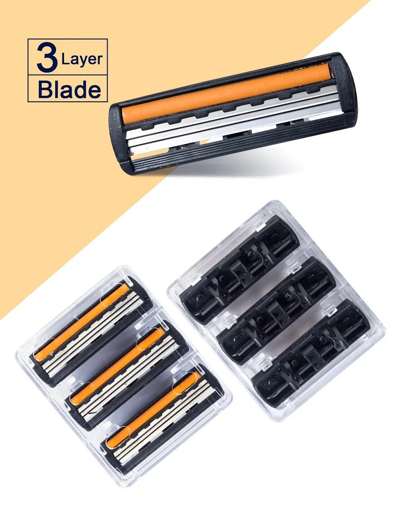 Men And Women Manual Safety razor Blade 3-Layer Stainless Steel Hair Removal Shaving Blades Replaceable Shaver Head
