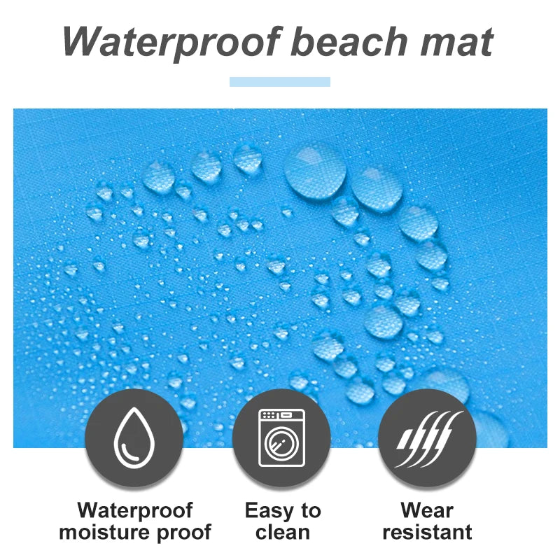 2x2.1m Outdoor Camping Mat Folding Waterproof Pocket Beach Blanket Mattress Portable Lightweight Mat Picnic Mat Sand Beach Mat