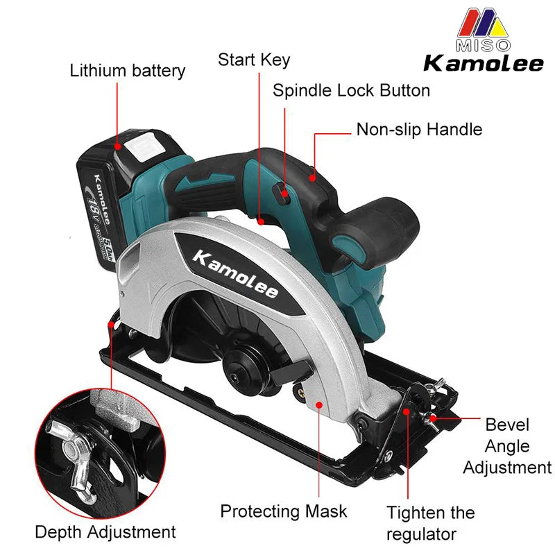 Electric Circular Saw 7Inch Brushless For Wood Cordless Circular Saw Woodworking Power Tools For Makita 18V Battery
