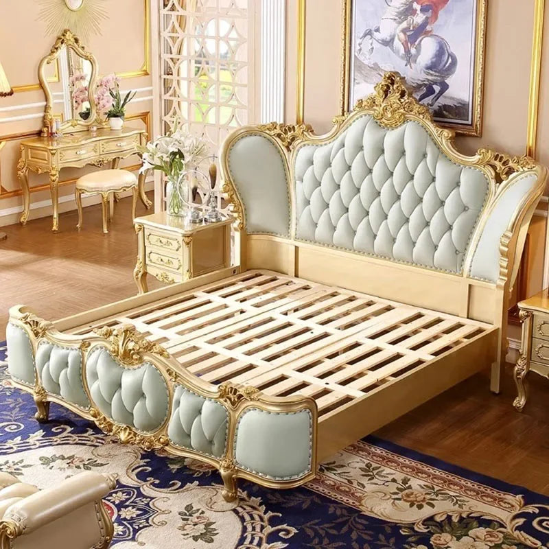 Luxury Genuine Leather King Size Master Bed