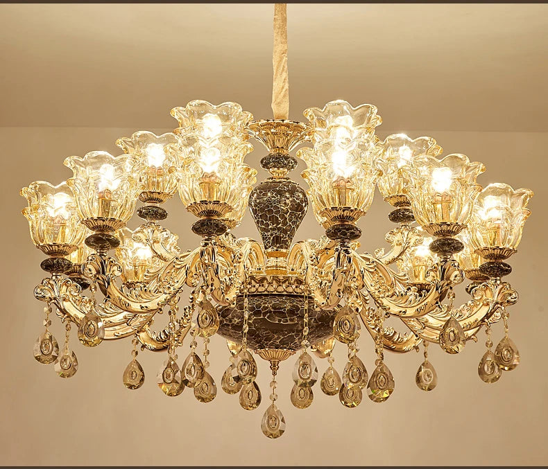 Crystal Chandelier & Ceramic Lamps